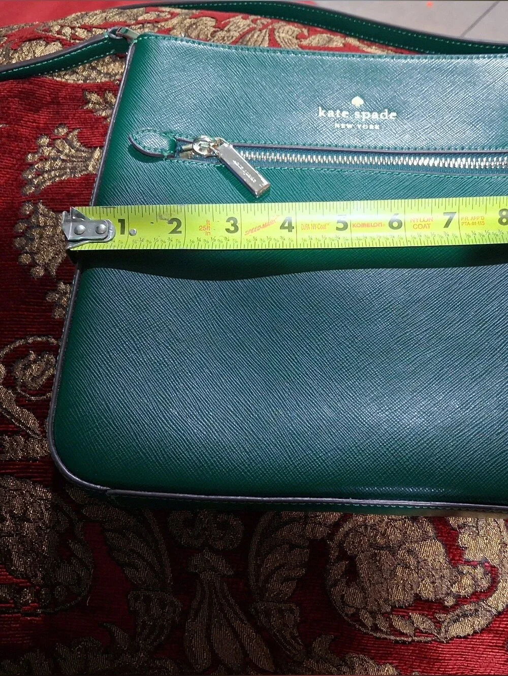 kate spade Green Leather Crossbody Bag with Front Zip Pocket